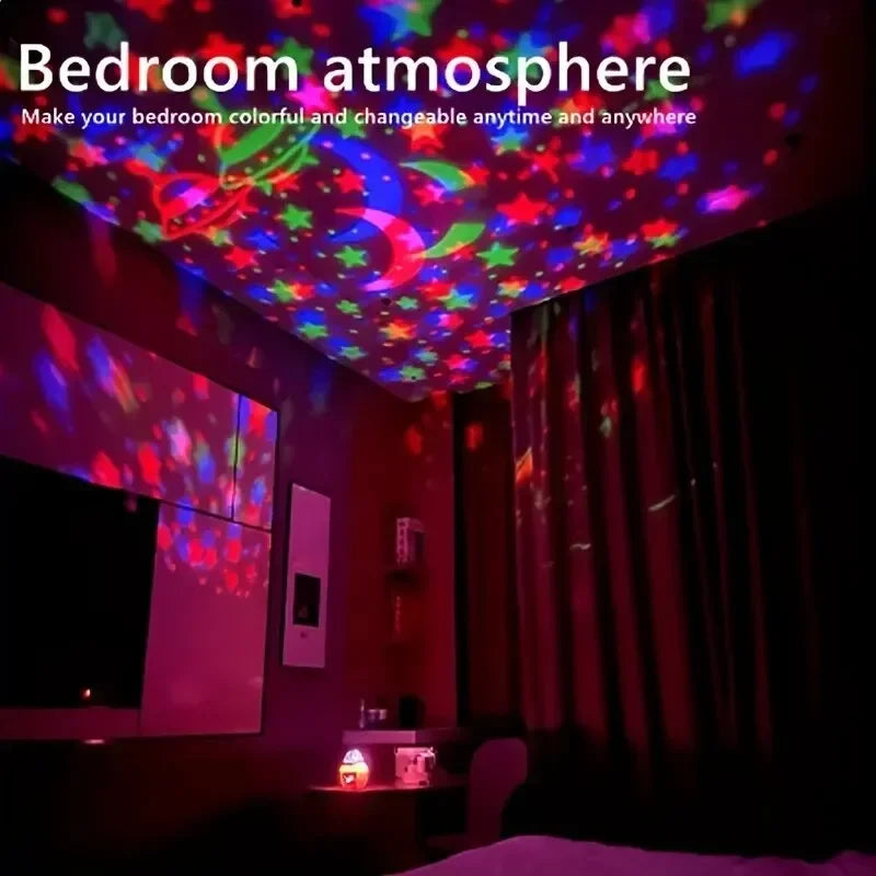 LED Starry Sky Night Light Projector | USB Magic Ball Moon & Star Room Atmosphere Lamp
